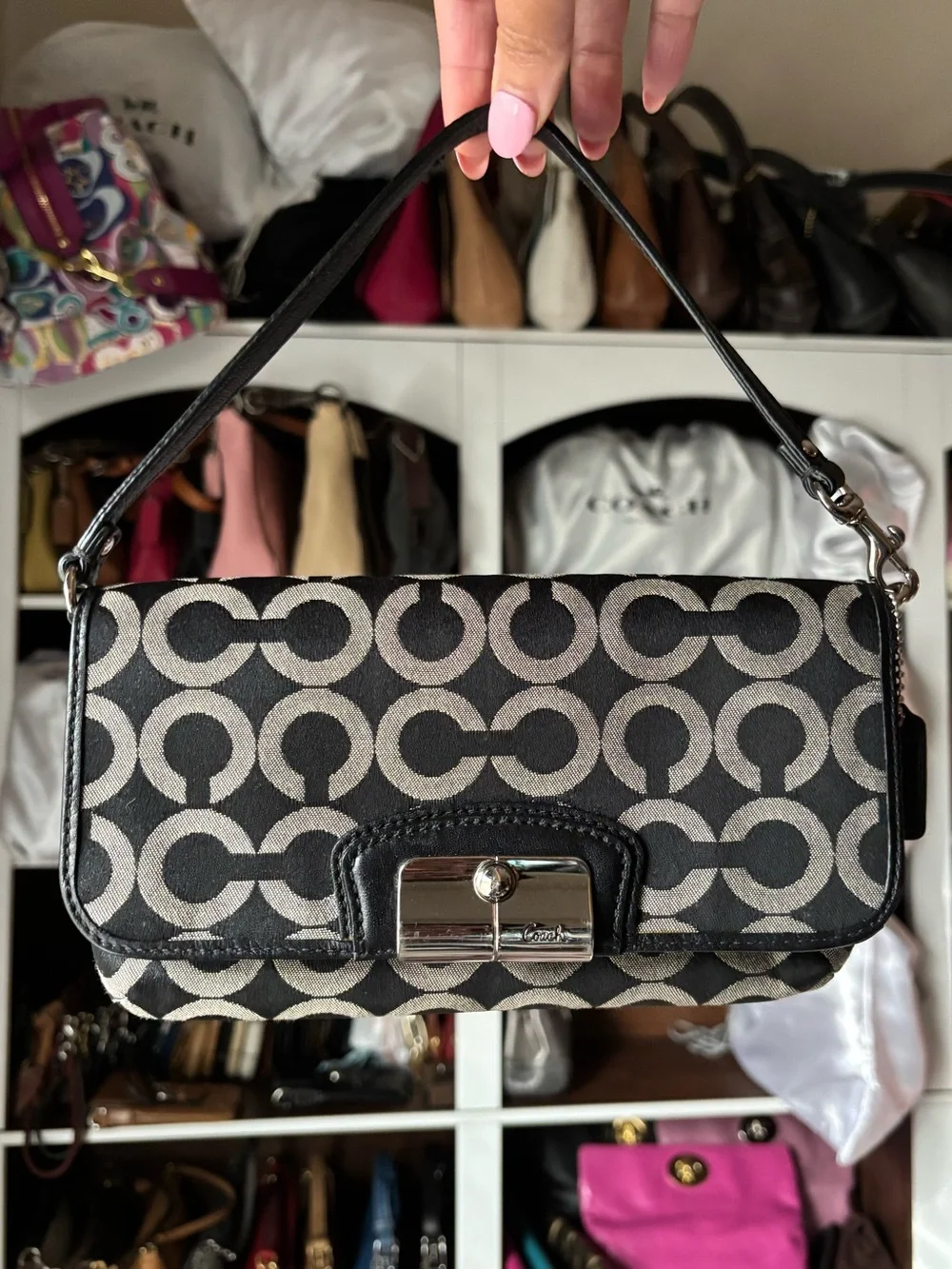 🖤🩶Y2K Kristin Op Art Large Wristlet Mini Bag & Wallet